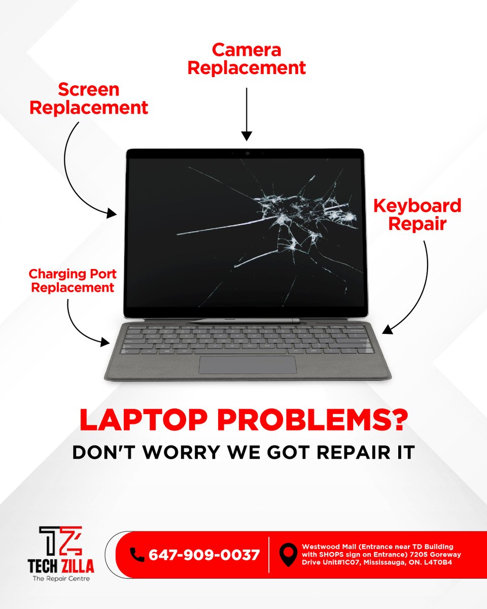 TechzillaRepair's tweet image. Laptop problems? Don’t worry, we&apos;ll fix it.
Visit us today!
☎| 647-909-0037
.
#techzilla #techsupport #laptoprepair #screenrepair