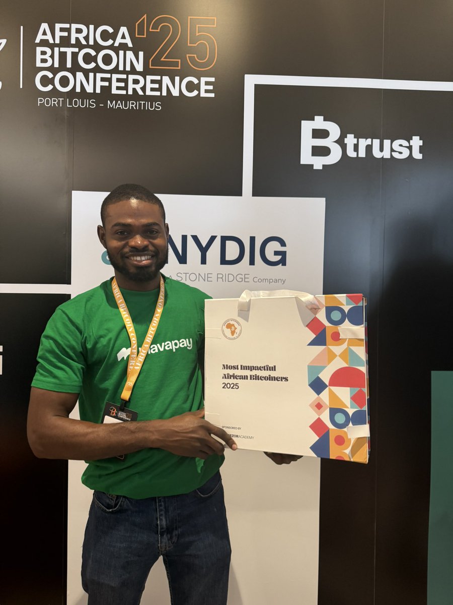 mavapay's tweet image. Our very own @Extheo was recognized as one of the most impactful African  Bitcoiners.

Thank you @afribitcoiners for this recognition. We are beyond delighted!

Mavapay to the world 🚀🚀

#ABC2025