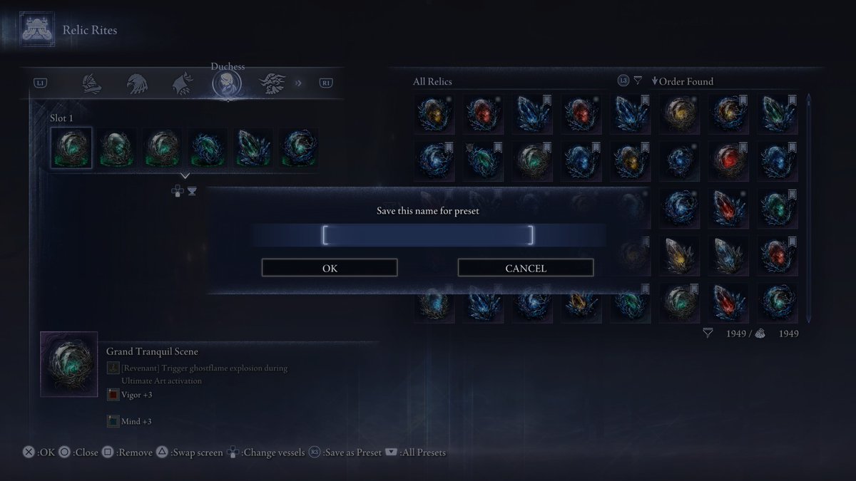 btw you can name relic loadout presets in Nightreign now :)