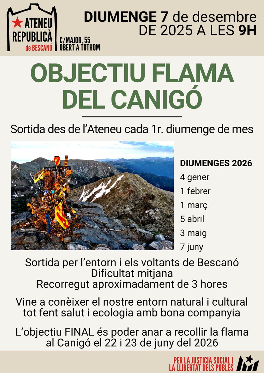 I com cada primer diumenge de mes SORTIDA #OBJECTIUFLAMACanigó DEL CANIGÓ #Bescanó