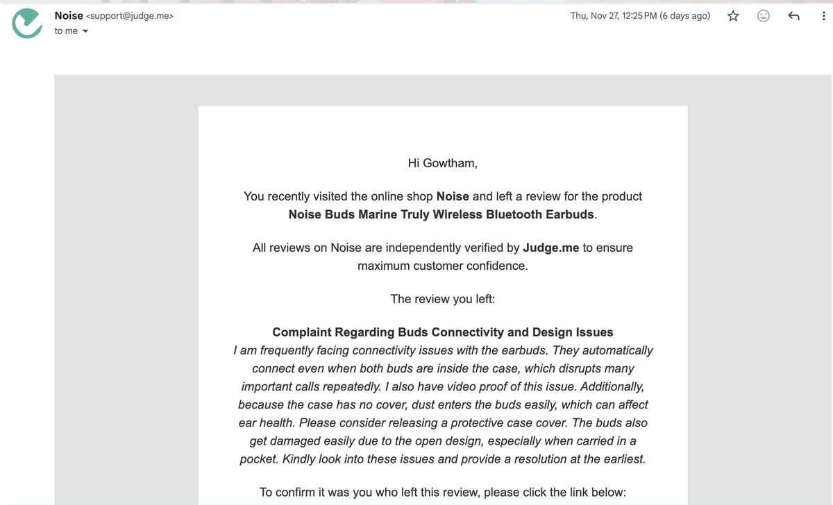 Gowthamkathirr's tweet image. Even when I try to write a review about the product on the @gonoise website, my review is not being listed anywhere. Need a proper response from customer support

#UnresolvedIssue #ProductReview #QualityMatters