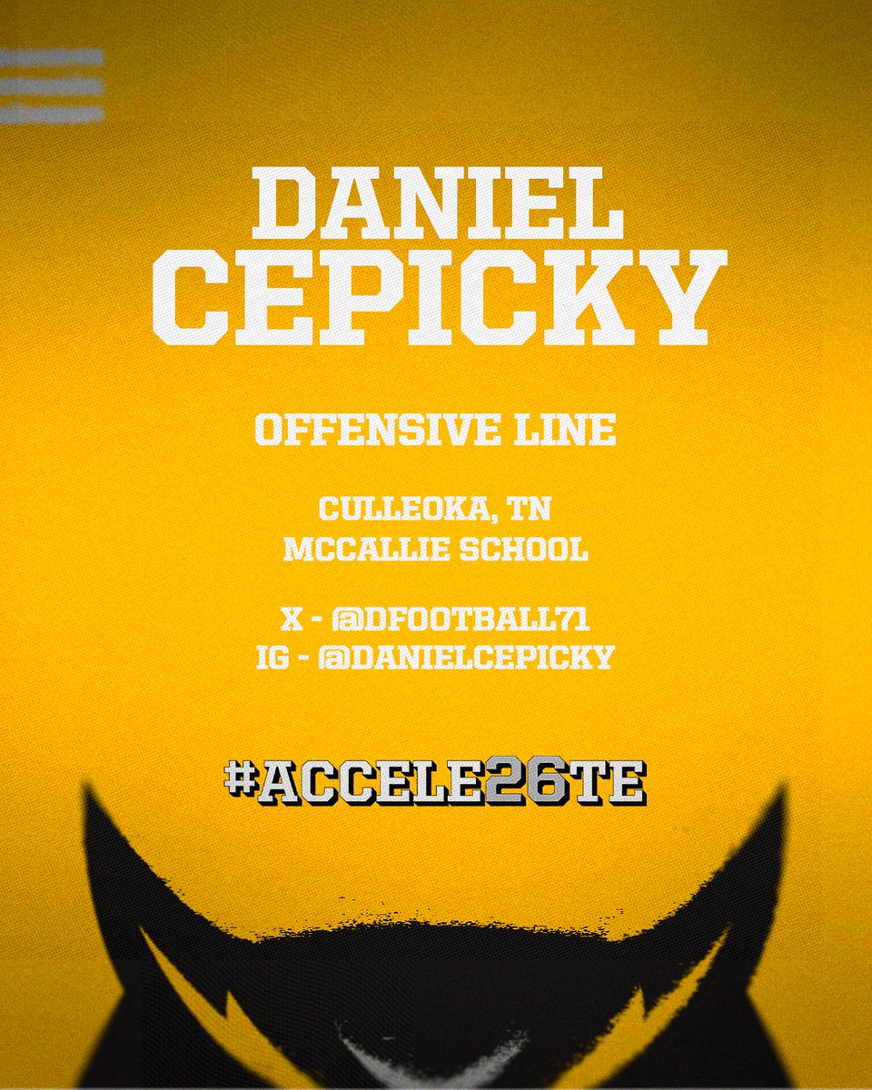 𝐖𝐞𝐥𝐜𝐨𝐦𝐞 𝐭𝐨 𝐭𝐡𝐞 𝐒𝐚𝐰!

⚫️ <a href="/DFootball71/">Daniel Cepicky</a> 
⚫️ 6-6, 312
⚫️ Culleoka, Tenn.

#ACCELE26TE | #HootyHoo
