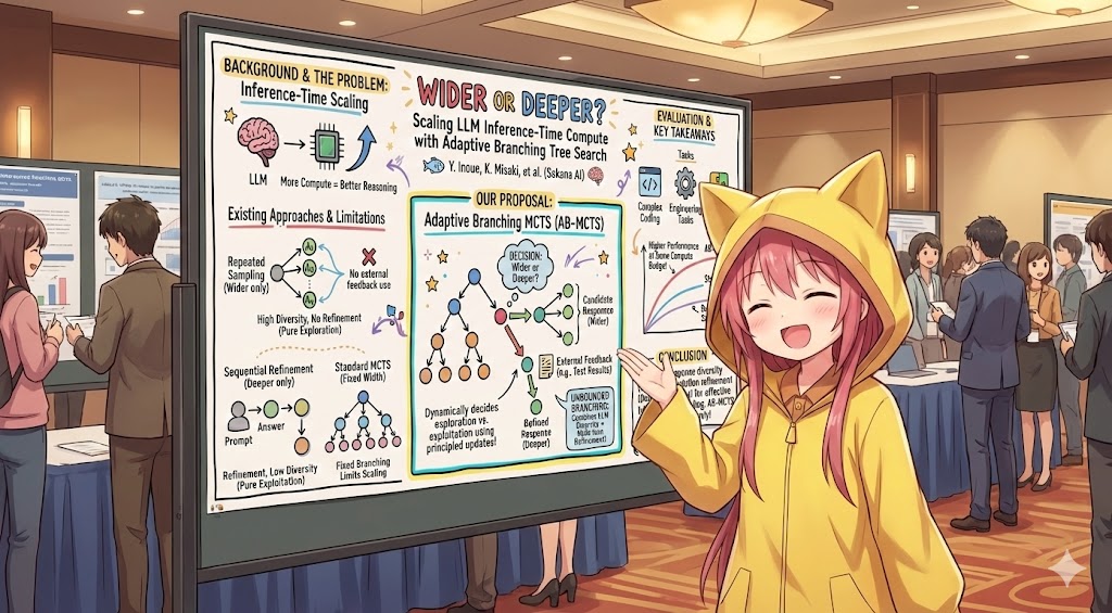 At #NeurIPS2025, our team at <a href="/SakanaAILabs/">Sakana AI</a> will be presenting two posters on agents and inference-time scaling for challenging coding tasks: AB-MCTS and ALE-Bench.

Unfortunately, I won't be there in person, but please stop by the posters to chat with my teammates! 🐟🐟🐟

1.