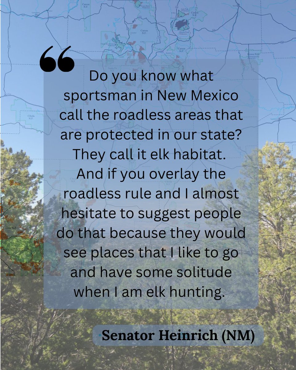 EnvAm's tweet photo. Thank you @SenatorHeinrich for standing up for our wild forests and the hunters who love them #SaveRoadless #RoadlessAreaConservationAct #LetTreesGrow #ProtectOurForests https://t.co/z0FVAk1zjM