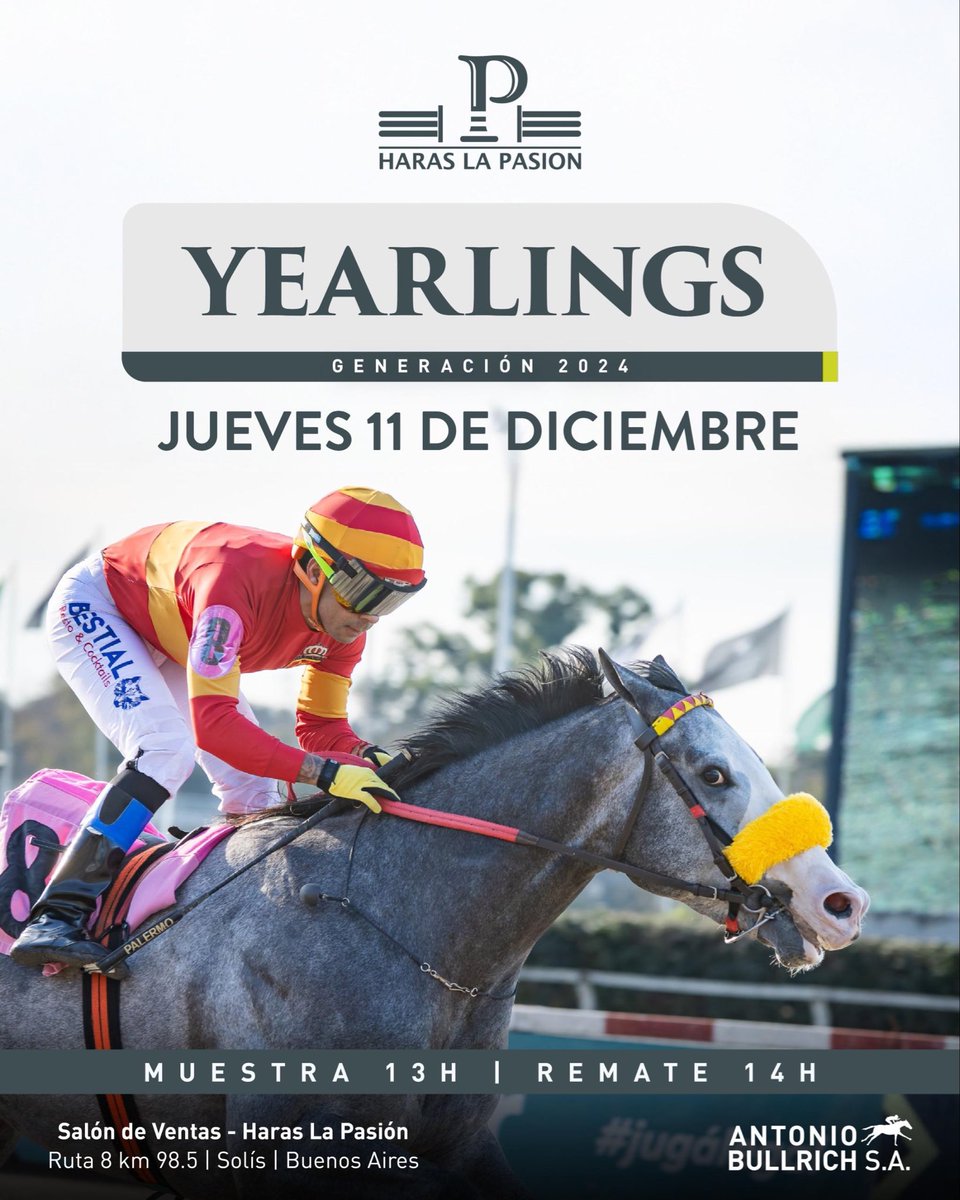 Yearlings Haras La Pasión

📆 Jueves 11 de Diciembre | Muestra 13hs - Remate 14hs

📍Salón de Ventas de Haras La Pasión 

Hijos de: Dr Post, Gershwin, Gouverneur Morris, Il Mercato, Lizard Island, Mutasaabeq, Seahenge y Seize

#spc #sangrepuradecarrera #caballosdecarreras