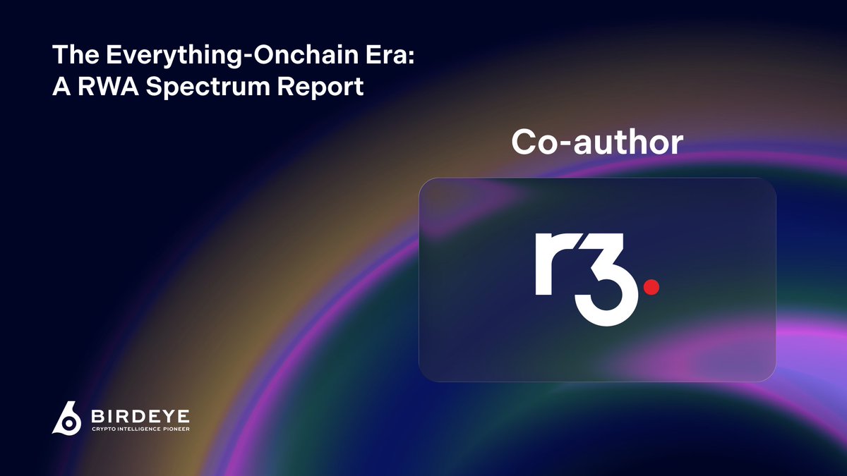 birdeye_data's tweet image. Thrilled to share that @inside_r3 is the co-author of our upcoming report on #RWA 💪

A leader in RWA tokenization &amp;amp; interoperability solutions, R3 runs the world&apos;s largest live RWA networks with $17B already tokenized.💥
