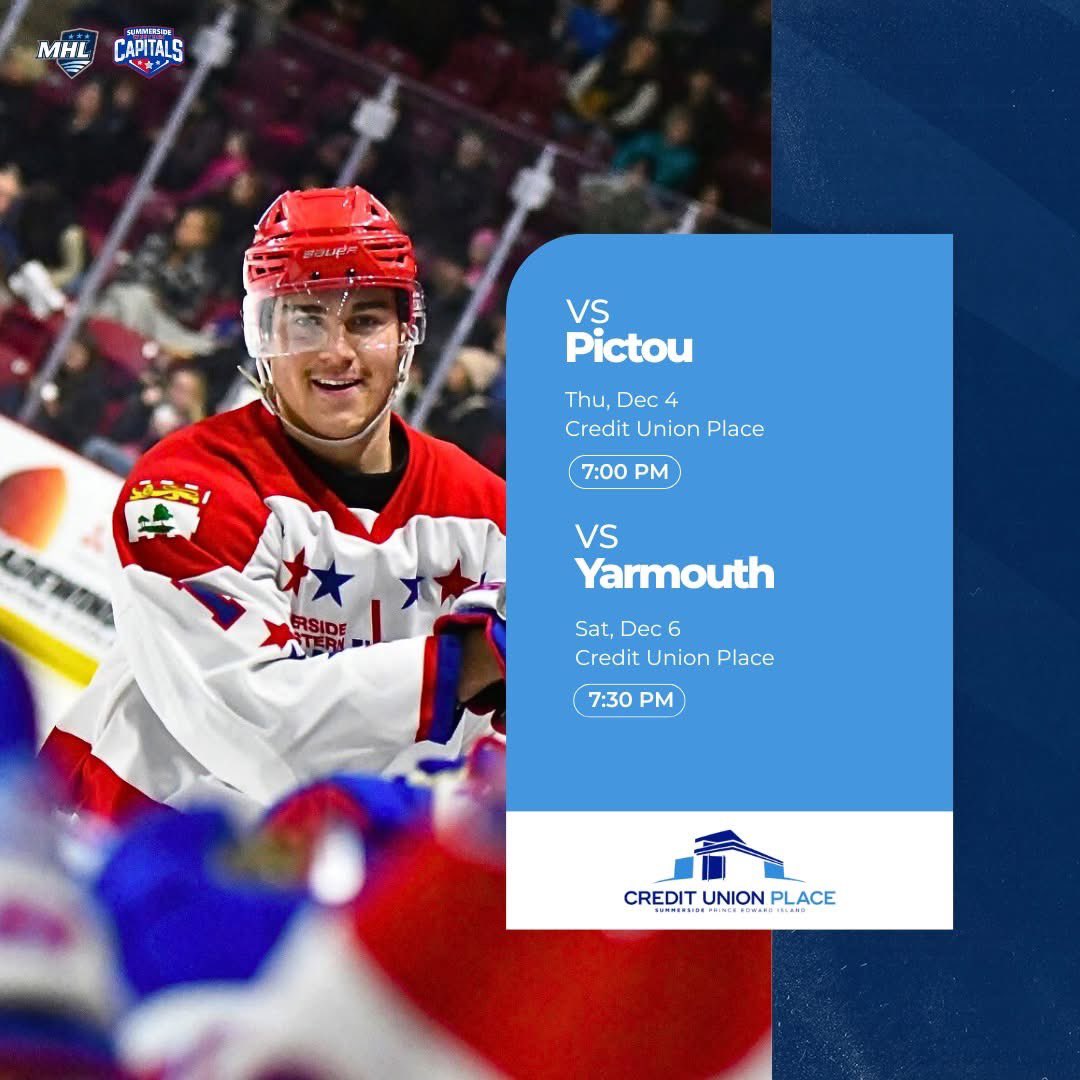 Your <a href="/SsideCapitals/">Summerside Capitals</a> are back at home this week to take on the Pictou County Weeks Crushers on December 4th and the Yarmouth Mariners on December 6th. ⤵️

Get your tickets today: bit.ly/CUP-ticketmast… 

#ItAllHappensHere | #CUPEvents