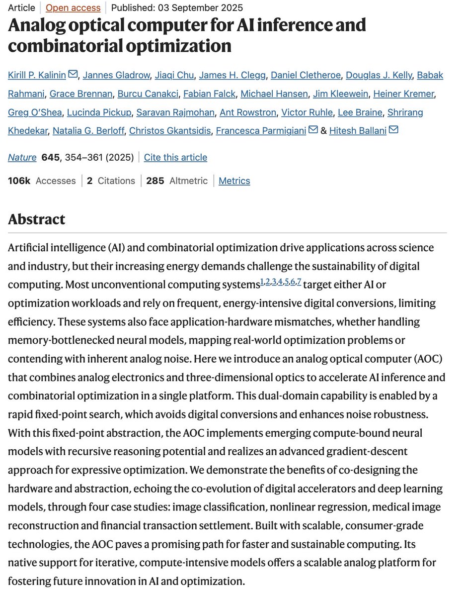 MartinShkreli's tweet image. check out the Nature paper from $MSFT on optical computing -- i think all of the large companies will have an optical computing plan in the next 5-10 years