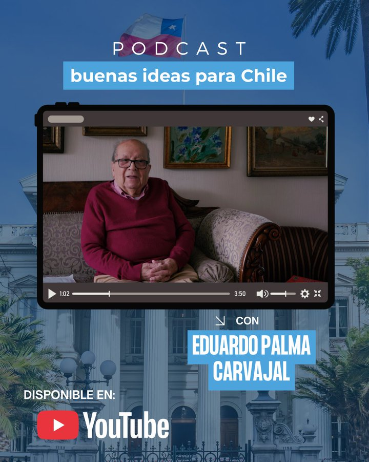 YA ESTA DISPONIBLE el NUEVO ciclo de podcast: “Buenas ideas para Chile”.

🗣️ En esta ocasión conversamos con Eduardo Palma Carvajal, politólogo, académico y ex presidente de nuestro directorio.

🔗youtube.com/watch?v=hNggAp…
