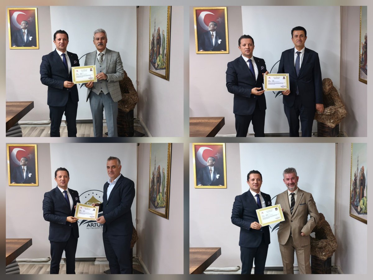 Artuklu İlçe Millî Eğitim Müdürümüz Sayın Mehmet Emin Duyan, Şube Müdürlerimiz ile Özel Kalem Müdürümüze Başarı belgelerini takdim etti. 
Müdürlerimizi tebrik ediyor, başarılarının devamını diliyoruz.