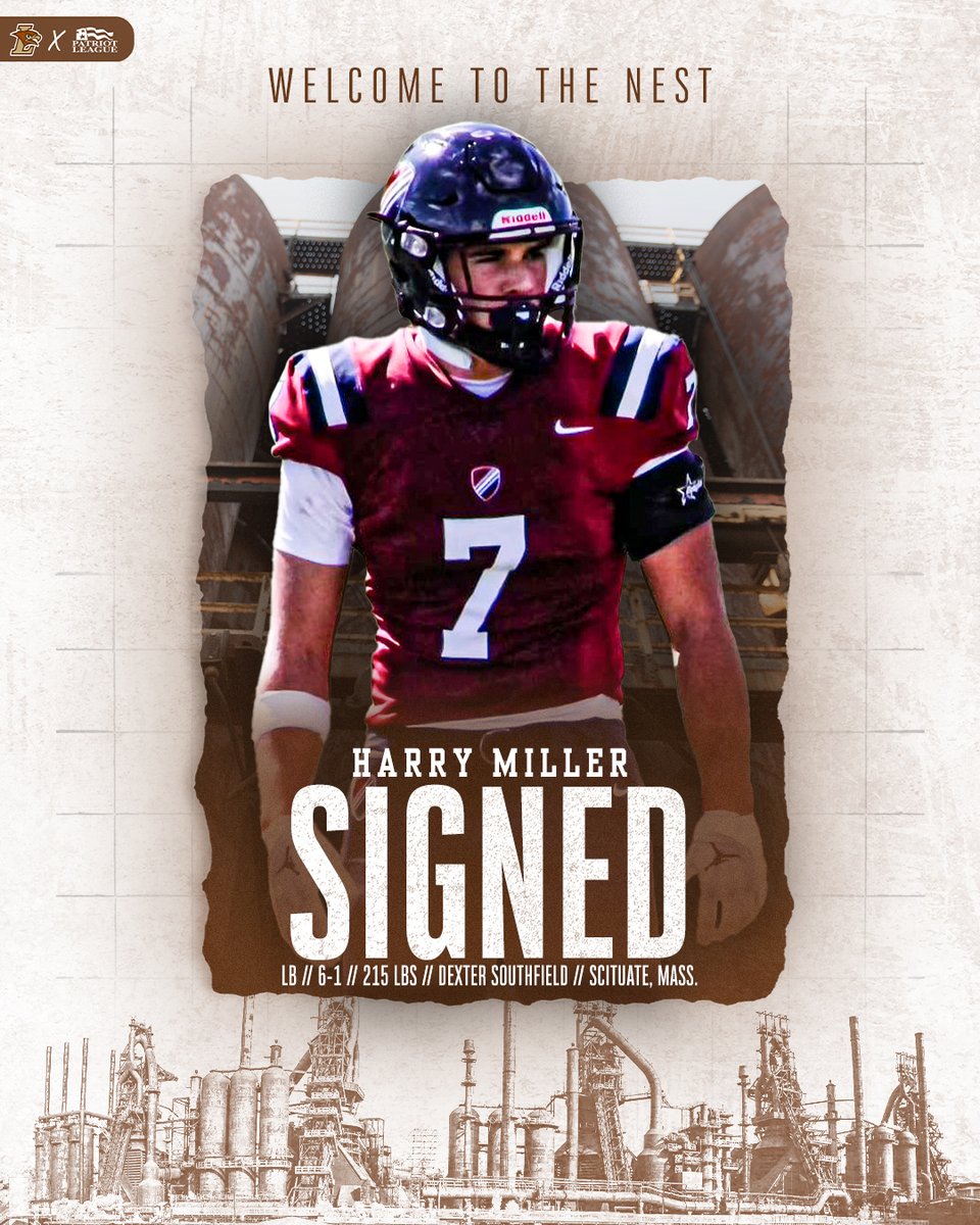 LehighFootball's tweet image. Pen to paper... ✍️

Welcome Massachusetts LB @Harrymiller_14 to #TheNest!

#NSD26
