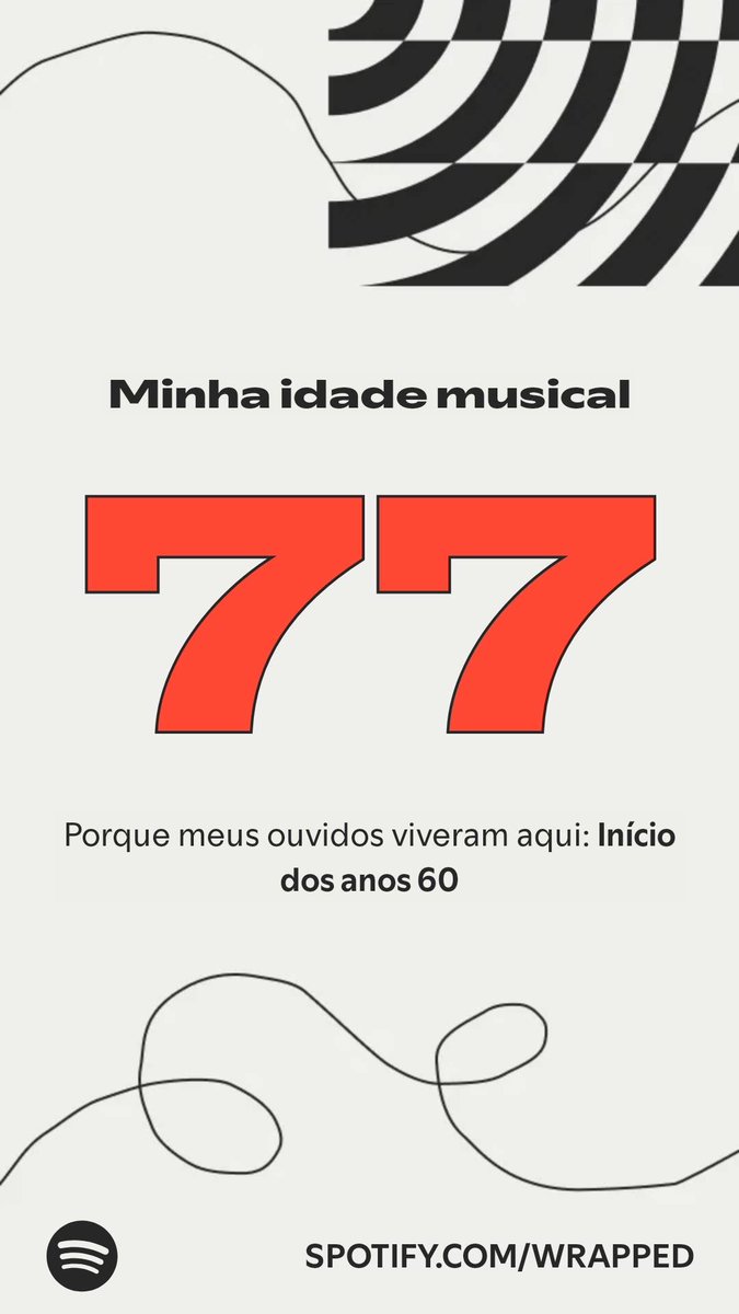 Vem ver minha idade musical na Retrospectiva #SpotifyWrapped.  

Passada que eu sou velha até no Spotify 
Tomar no cu cara  spotify.com/wrapped-share/…