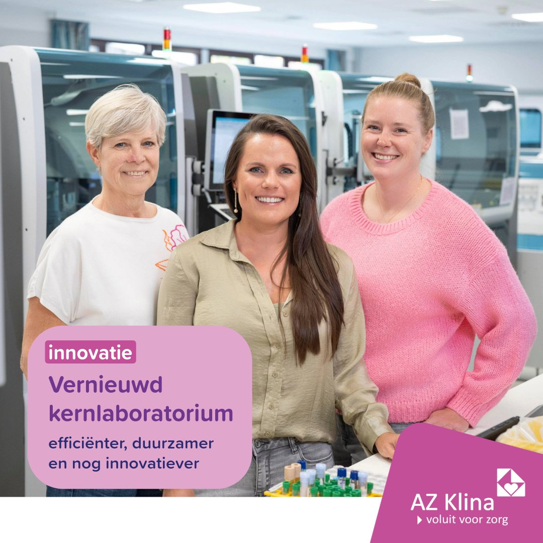 AZKlina's tweet photo. ✨ Vernieuwd kernlaboratorium: efficiënter, duurzamer en nóg innovatiever 🧪🔬

Na 3 jaar voorbereiden, verbouwen en testen is het kernlaboratorium van AZ Klina volledig vernieuwd.
Benieuwd naar het hele artikel? Te lezen op onze website via https://t.co/HXryrsRfmH https://t.co/CqHgHAE9Fx