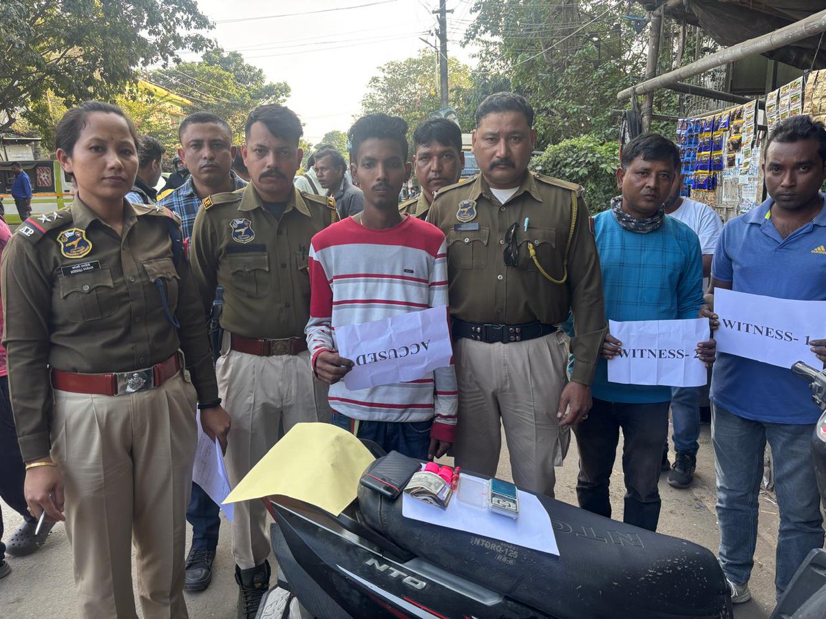 In yet another initiative, a person was caught with Drugs near Bishnuram Baruah Hall in Jorhat Town.
Request all the Youngsters to Stay Away from Drugs.
<a href="/CMOfficeAssam/">Chief Minister Assam</a> 
<a href="/DGPAssamPolice/">DGP Assam</a> 
<a href="/HardiSpeaks/">Hardi Singh</a> 
<a href="/assampolice/">Assam Police</a> 
<a href="/NewsLiveGhy/">NEWS LIVE</a> <a href="/TimesNow/">TIMES NOW</a> <a href="/pratidintime/">Pratidin Time</a> <a href="/PragNews/">Prag News</a> <a href="/DY365/">DY365</a> <a href="/news18assam/">News 18 Assam</a>