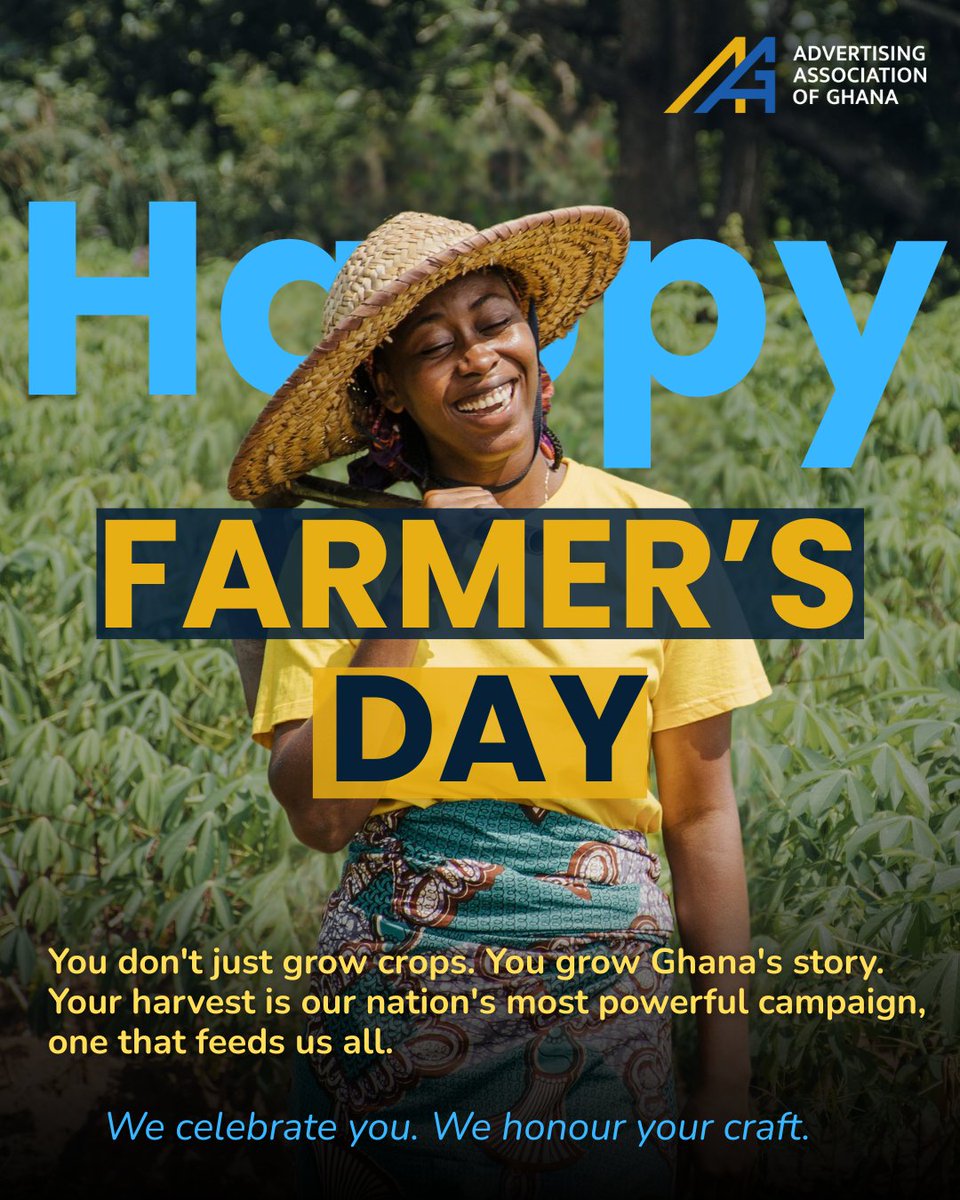 Behind every meal, there's a farmer's story. Behind every brand, there's a powerful campaign.
Who's a Ghanaian farmer that's inspired you? Tag them below. 👇🏾
Happy Farmer's Day! 🌾
#FarmersDay2025 #GhanaFarmers #AAGhana