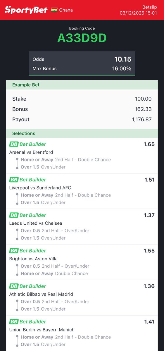 Bet builder 
Don’t skip