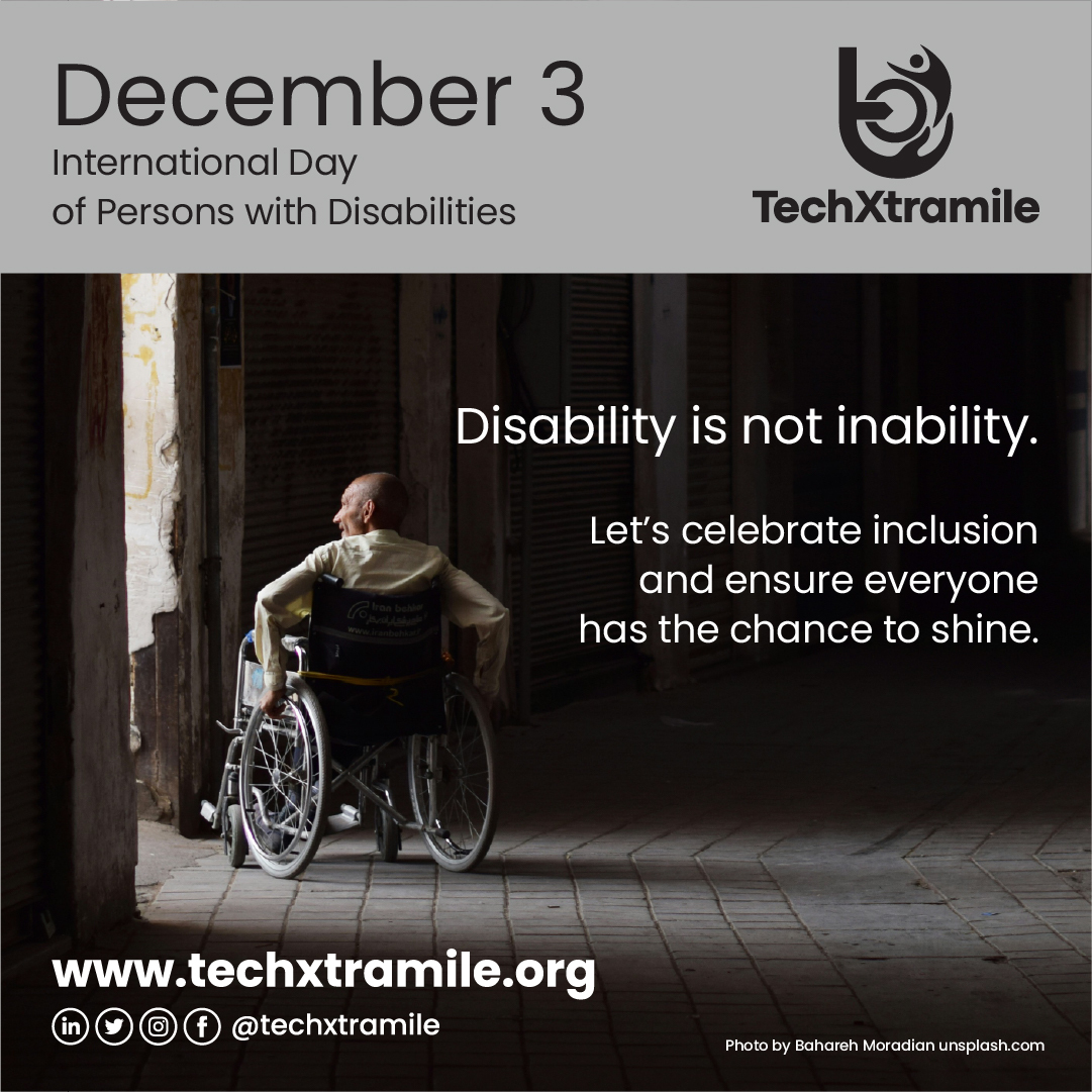techxtramile's tweet photo. Disability is not inability. On #IDPD, we celebrate diversity and champion inclusivity. Together, we can create a world where everyone has equal access and opportunity to achieve their potential. #InclusiveFuture #AccessibilityMatters #TechXtramile https://t.co/jlSdIewFfL