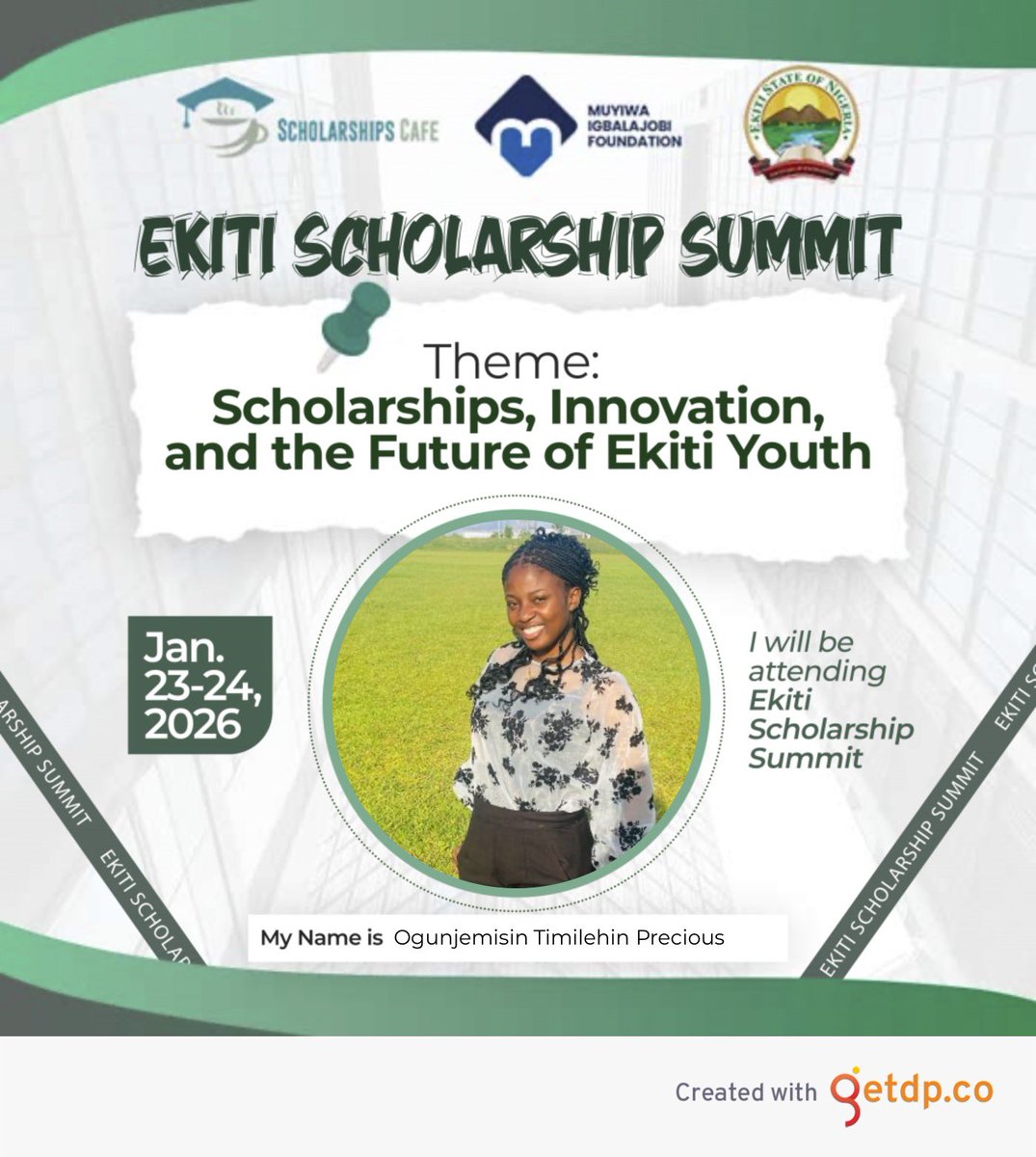 TimilehinP56167's tweet photo. I’m excited to be among the participants of the Ekiti Scholarship Summit. Thank you so much, @olumuyiwaayo @OIFoundation2, for the opportunity 😊
#EkitiScholarshipSummit2026 https://t.co/vKlOtICgxp