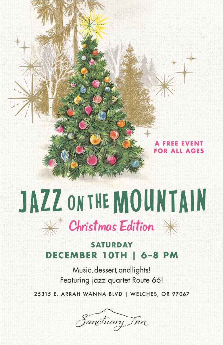 SanctuaryInnPDX's tweet photo. Jazz on the Mountain - Christmas Edition 🎄🎶🍪 - https://t.co/MGhkzvca9O https://t.co/OzU2swPHUJ