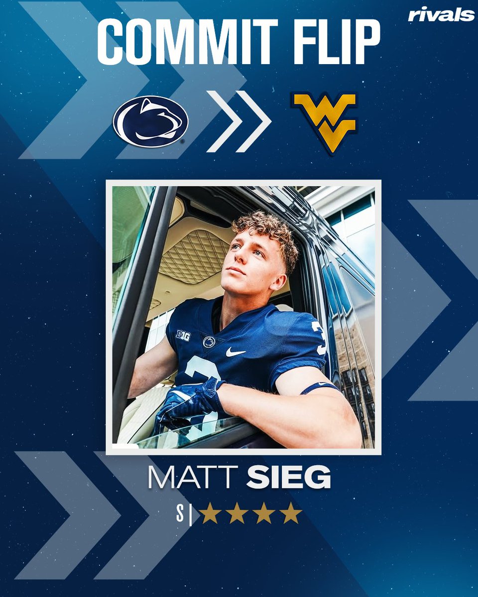 🚨BREAKING🚨 4-star safety Matt Sieg has flipped his commitment from Penn State to West Virginia⛰️

Read: on3.com/rivals/news/we…