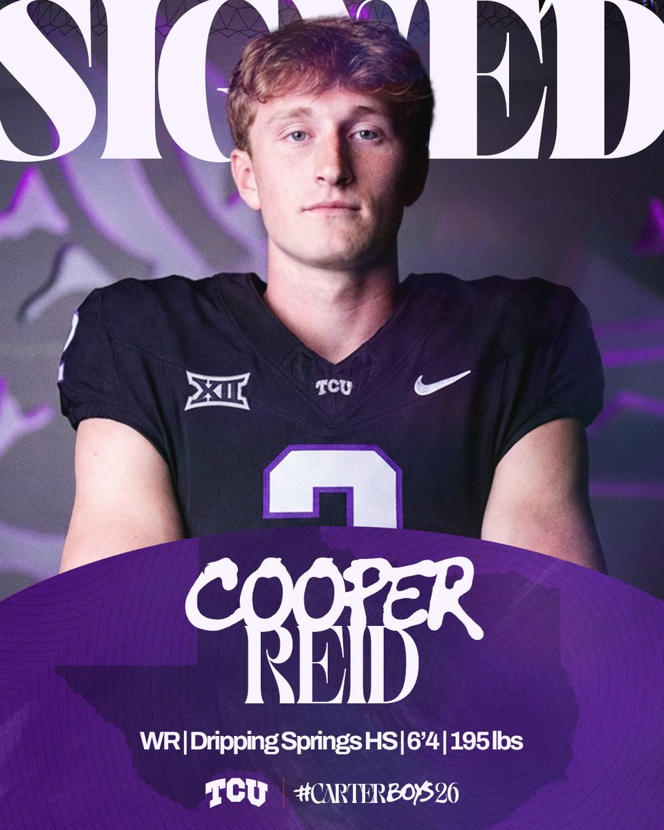 TCUFootball's tweet photo. Flipping awesome addition!

@Cooper_Reid4 is a Horned Frog! https://t.co/zXIQVpe7x6