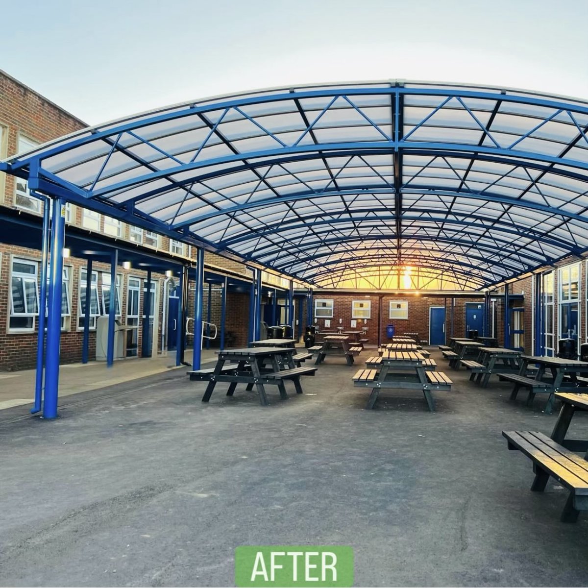 PCPBuilding's tweet photo. 🏗️ Project complete in Camberley, Surrey @KingsIntColl 

We transformed an unused grass area at Kings International College into a weather-protected external dining space with a new canopy ☀️☔

📞 01342 895 399 | 📧 office@pcplimited.org

#Construction #Surrey https://t.co/1ls6VP9OTn