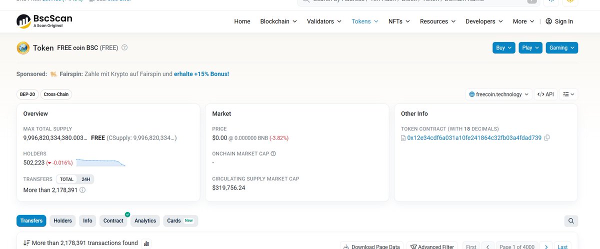 Hi #Binance 

$FREE #FREEdom coin has +500,000 onchain wallet holders on #BNBChain. 
This puts $FREE on place 16 of native BNBChain tokens with the highest number of holders 

Furthermore $FREE was one of the first tokens launched on BNBChain, immediately after BNBChain became