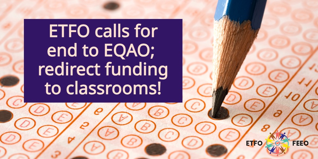 ETFOeducators's tweet photo. “Educators are struggling with large class sizes, increasing workloads, and rising violence in schools, yet the Ford government remains incomprehensibly fixated on meaningless EQAO results,” said @ETFOpresident David Mastin. #onted #onpoli https://t.co/v94jgzMkKX