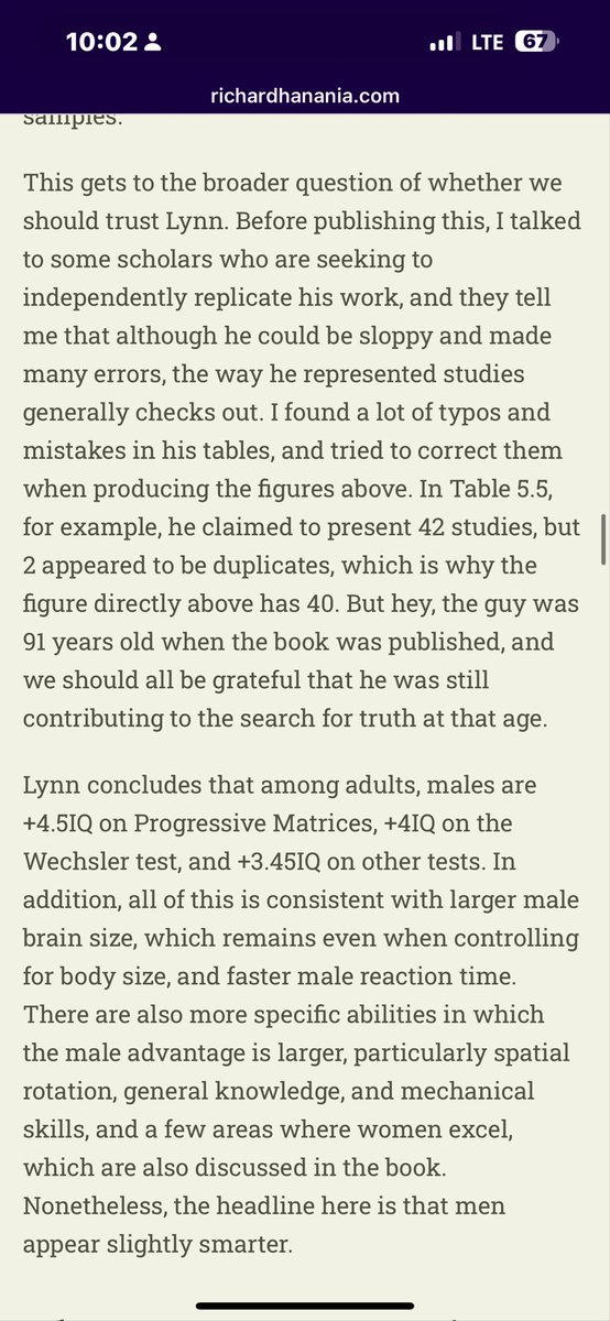 basedintex's tweet photo. @grok @InsaneCope Even Lynn showed men scored higher though his tests results had errors. Only AI is telling us there is no difference. https://t.co/a0WKAEAS3t