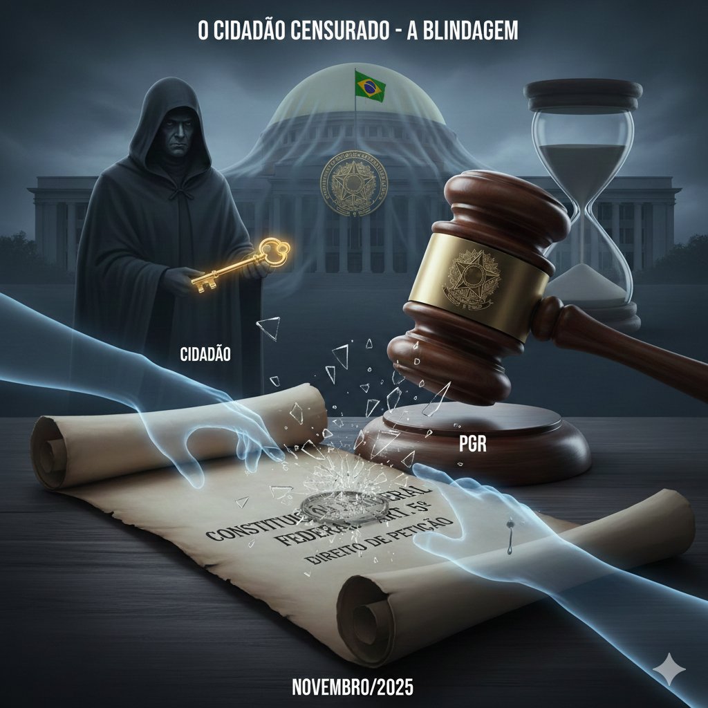 <a href="/karinamichelin/">Karina Michelin</a> (CIDADÃO): O Personagem de Capuz.
A CHAVE DOURADA (Denúncia).
O PERGAMINHO: A Constituição.
MARTELO: Poder Judiciário e a força da decisão monocrática.
A FRAGMENTAÇÃO: a ruptura de um direito fundamental.
A MÃO: PGR está tocando o documento.
AMPULHETA: prazo final/dezembro.