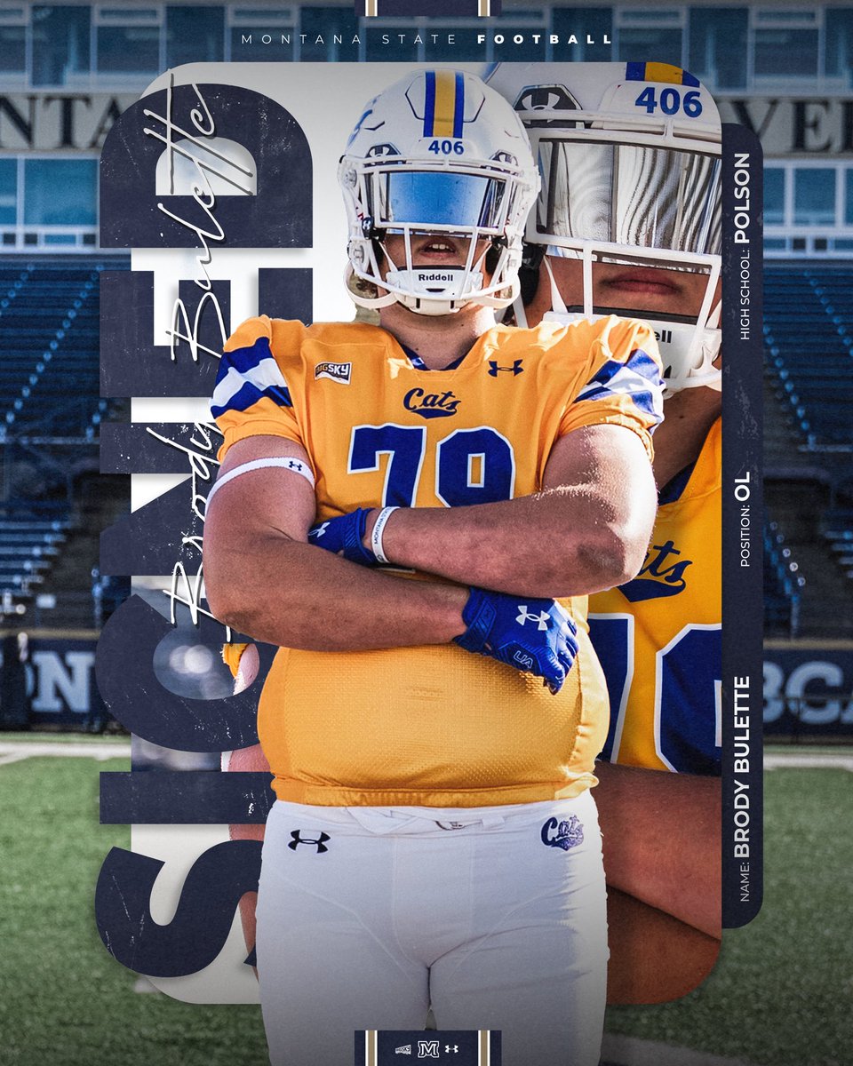 𝓢𝓲𝓰𝓷𝓮𝓭 ✍️

Welcome to Bobcat Nation, <a href="/BuletteBrody/">Brody Bulette</a>!

OL | 6’6” | 296 | Polson, MT

#2THE6obcats x #NSD25