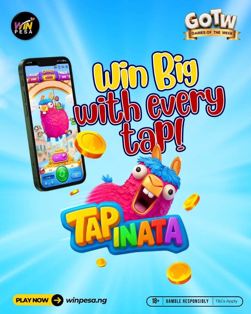 WinPesa_Nigeria's tweet photo. GOTW: TAPINATA🎊🎉🎉🎊

Just Tap and win big↪️ https://t.co/cc4knLuAmP

#Casino #Winpesa https://t.co/ek0ndBY0Iz