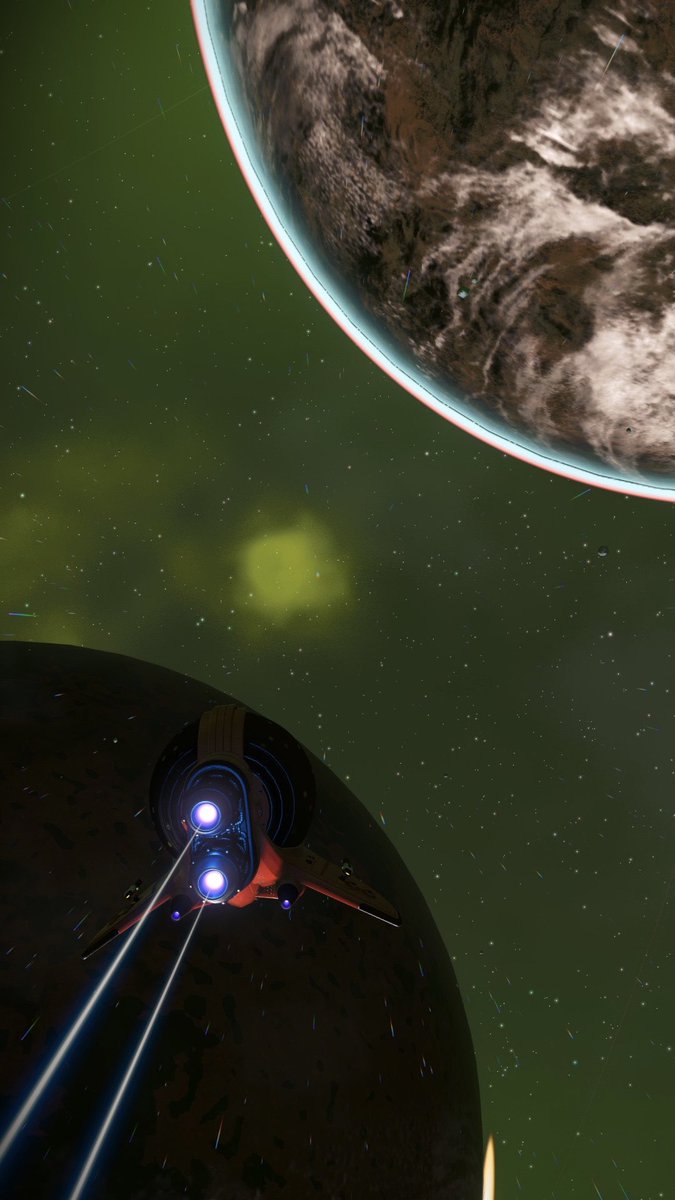 #NoMansSky
近そう⁉︎その差12分、微妙…結果残念でした。どちらもソラニウムの星なので降りずに通過した。今装備薄いんよ。