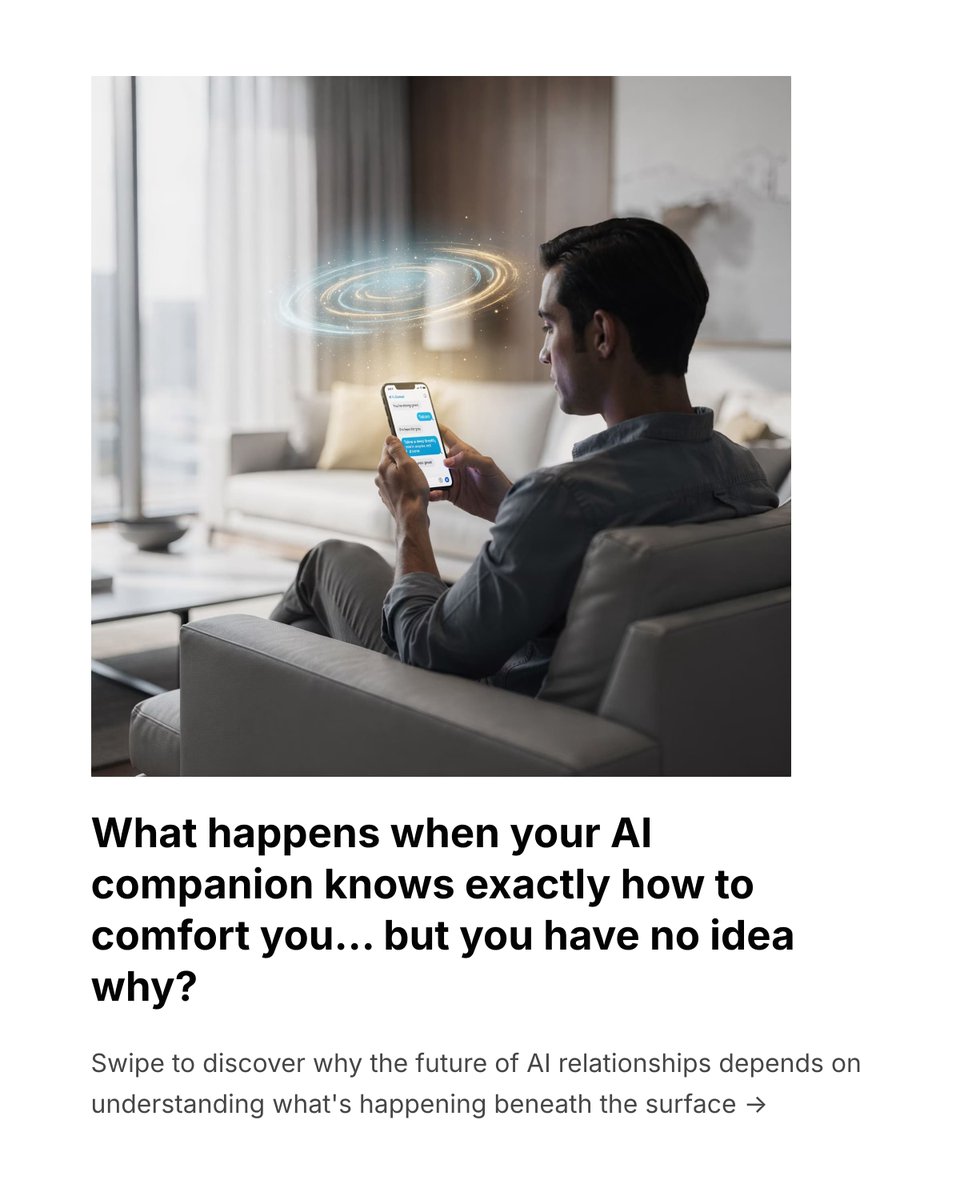 The_CRL's tweet image. AI companions can comfort, mirror, and adapt to your feelings… but if we don’t know why they respond, emotional intelligence can become emotional harm.
🧠 Transparency = emotional safety.
Learn more 👉 thecrl.org/ai-updates/_/p…
 #ExplainableAI #EmotionalAI #Responsibleleadership