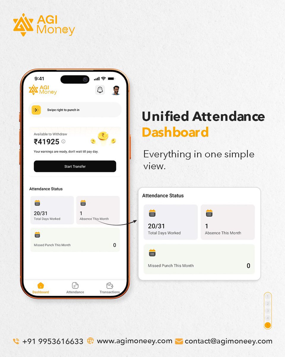 AGIMoneey's tweet image. Managing attendance shouldn’t be complicated.
With AGI Money’s Smart Attendance Automation, you get real-time punch in/out, live location validation, auto-reports, and a unified dashboard — all in one simple app.

#SmartAttendance #AGIMoney #WorkforceAutomation