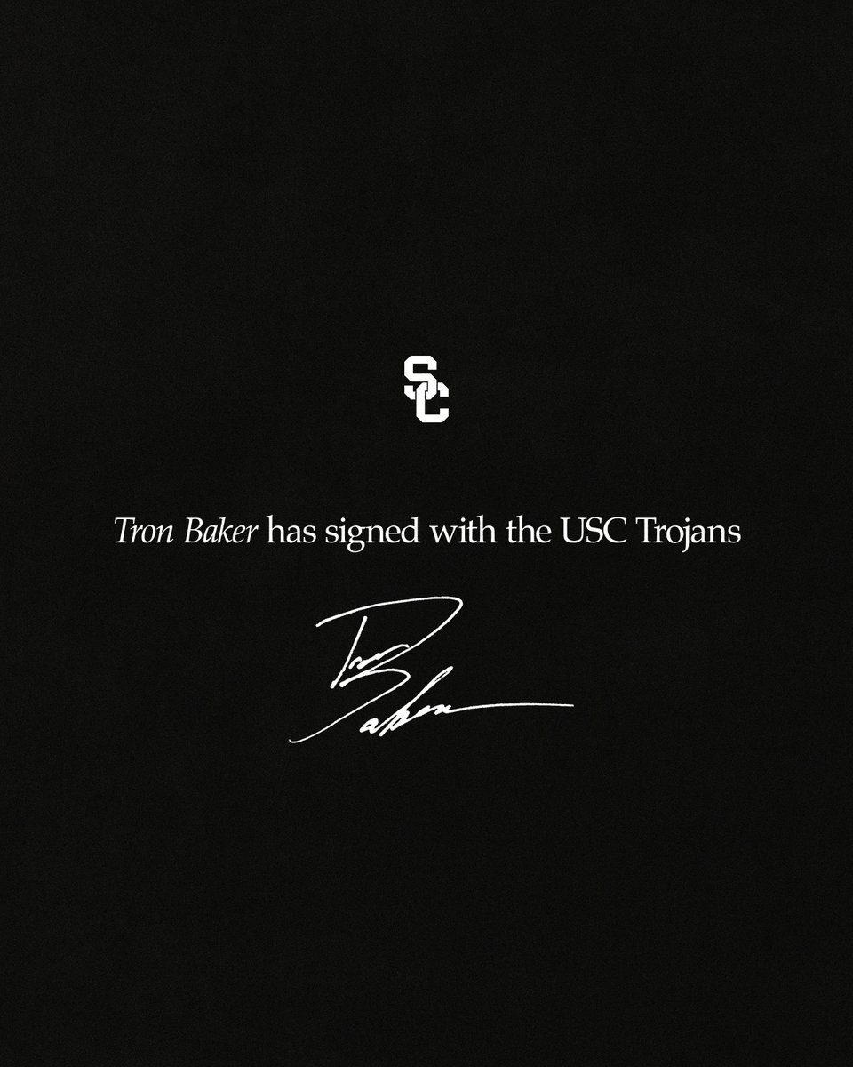 uscfb's tweet photo. Tron Baker has signed with the USC Trojans.

Wide Receiver, out of Sierra Canyon High School (CA) https://t.co/xC7sNAz0Cs