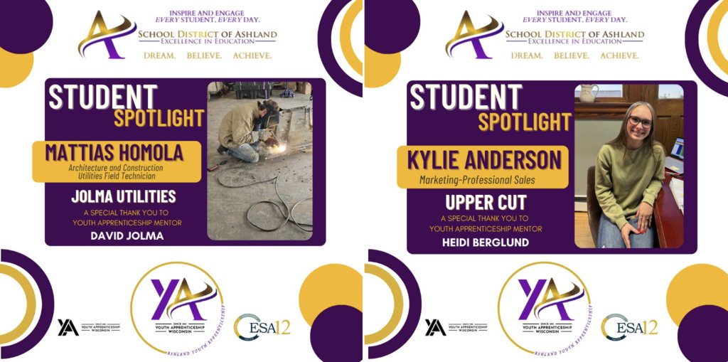 🌟 Spotlight on the Youth Apprenticeship Program! 🌟 
Big applause to Mattias Homola and Kylie Anderson for their hard work and dedication! 👏