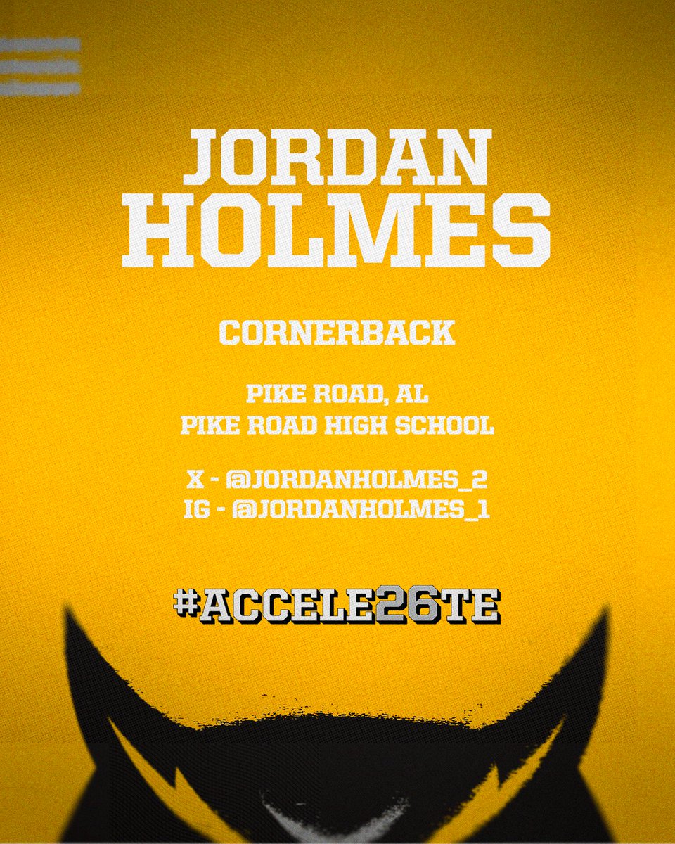 𝐖𝐞𝐥𝐜𝐨𝐦𝐞 𝐭𝐨 𝐭𝐡𝐞 𝐒𝐚𝐰!

⚫️ <a href="/JordanHolmes_2/">Jordan Holmes 📚🏈🏀🏃🏾‍♂️</a> 
⚫️ 5-10, 175
⚫️ Pike Road, Ala.

#ACCELE26TE | #HootyHoo