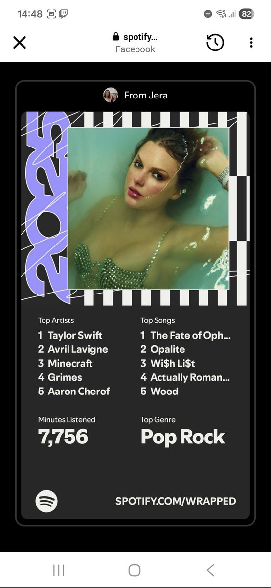 JeraJewellery's tweet photo. Elizabeth Taylor should have definitely been in the top favourites. I listen to the album in order. #SpotifyWrapped https://t.co/q64xGB4Tht