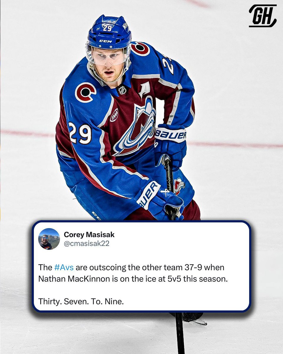 This RIDICULOUS stat highlights why Nathan MacKinnon is the clear early MVP frontrunner 🥶🐶 

(h/t <a href="/cmasisak22/">Corey Masisak</a>)