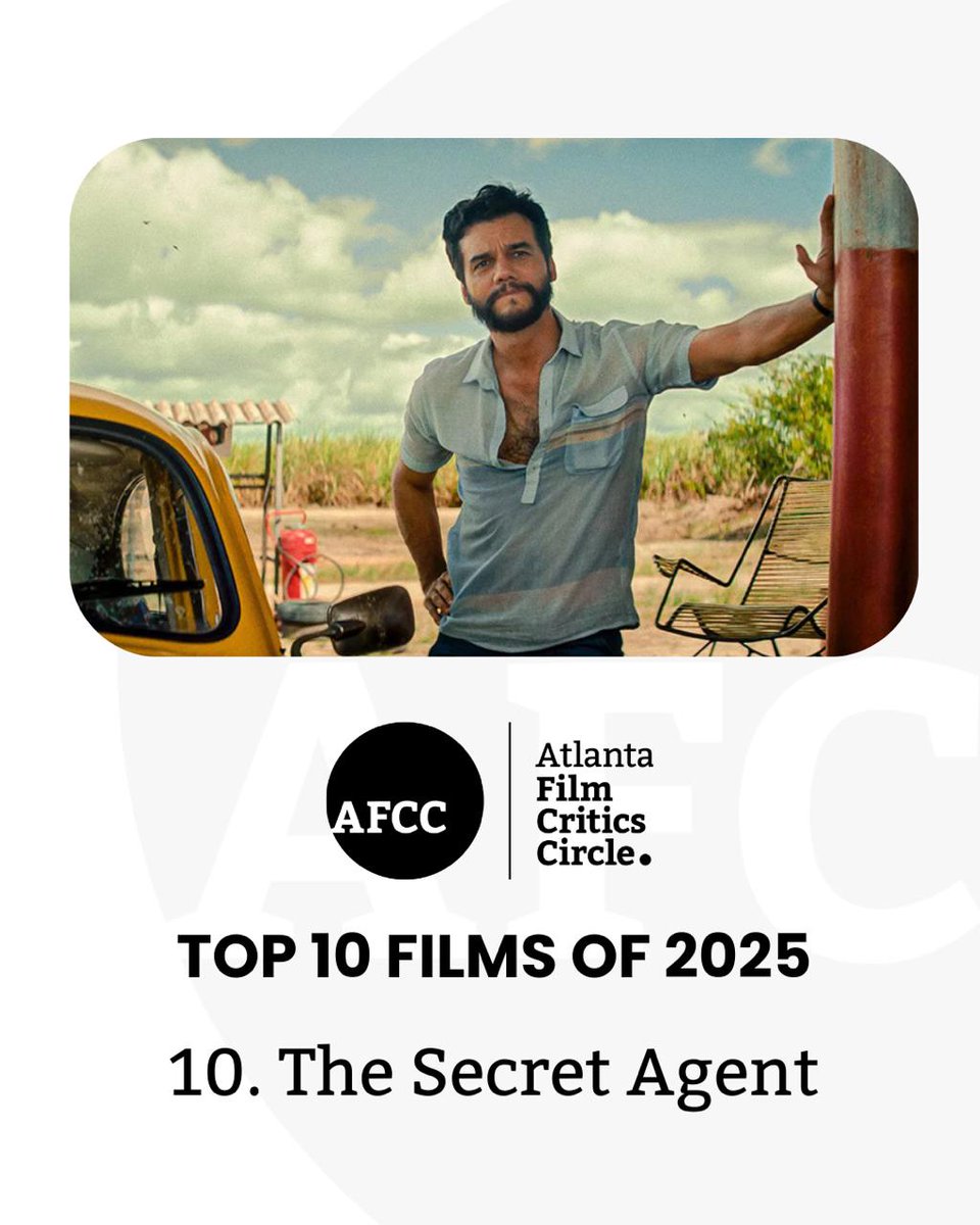 ATLFilmCritics's tweet image. Top 10 Films of 2025
10. The Secret Agent
@neonrated @secretagentfilm
#AFCCAwards #AFCC #ForTheLoveOfMovies