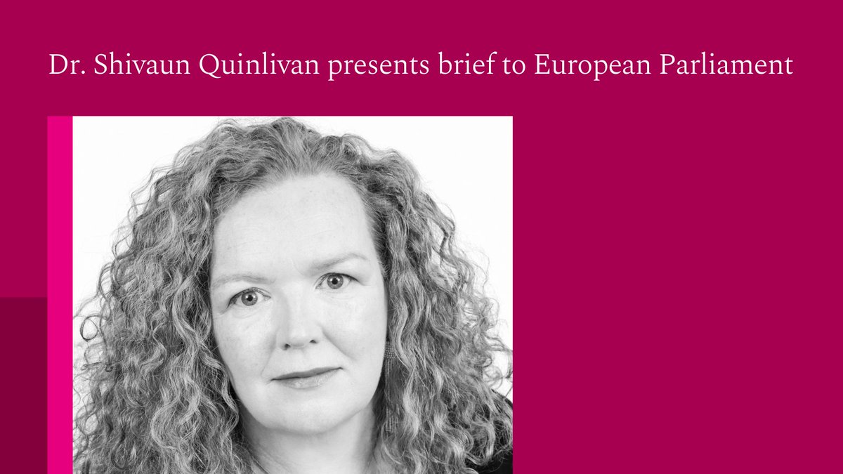 UniofGalwayLaw's tweet photo. On December 2nd, Dr. Shivaun Quinlivan presented a brief to the European Parliament, developed as primary author alongside Dr. Charles O’Mahony.

Read more: https://t.co/reBx9VrjR4 https://t.co/GfZ8eVA1QV