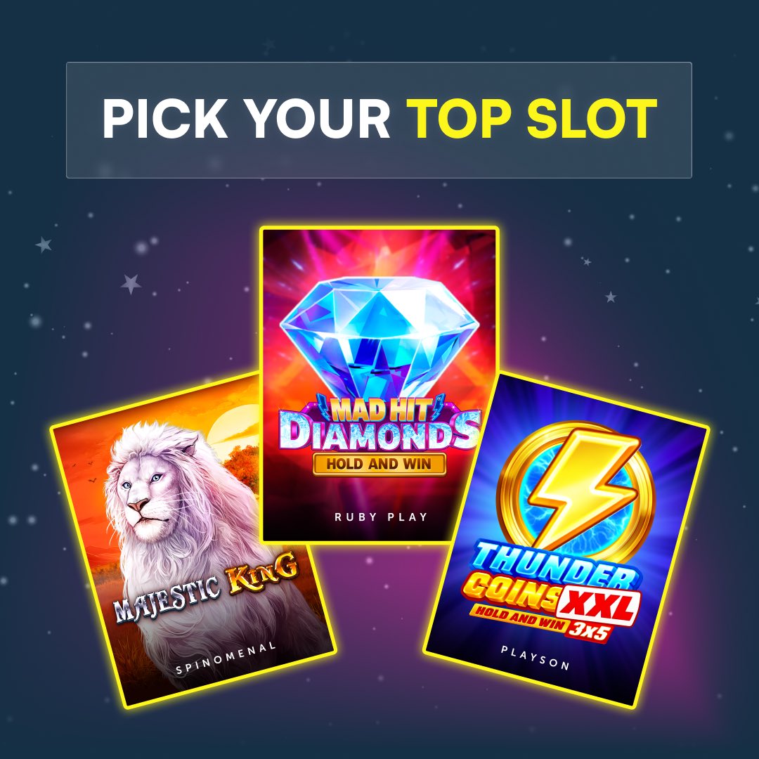 Fano_Bet's tweet image. Meet the top #slots on FANO.BET!
They’re lined up and ready to #spin 😎

1️⃣ Mad Hit Diamonds - Ruby #play
2️⃣ Thunder Coins XXL: Hold and #Win - Playson  
3️⃣ Majestic King - Spinomenal

Drop a comment &amp;amp; tell us your #champion slot 🔥
bit.ly/4pKUSis