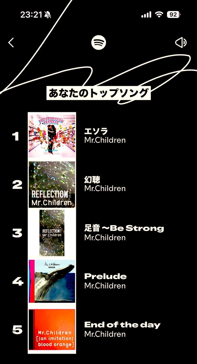 VCFSZe9MjLCybQV's tweet photo. Spotifyまとめ2025出ましたね！

今年も大変お世話になりました！！

来年の春頃までには、NEWアルバムも 発売されると思うので、皆さん首を長くして待ちましょう🎶🦒

そして、アルバムのツアーに足を運んで、再び心に、背中に、羽が生えたらいいな🪶

 #MrChildren  #ミスチル  #Spotifyまとめ2025 https://t.co/9ZUnKNbaas