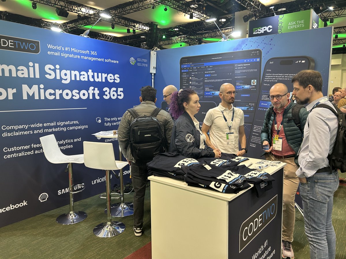 CodeTwoSoftware's tweet image. Live from chilly Dublin at @ESPC_Community 2025! We’re back at booth 36 for expo day 2 - swing by today or tomorrow to talk email signatures &amp;amp; brand management, see our tools in action, and grab a high-five. Day 1 recap below.
#ESPC, #ESPC25