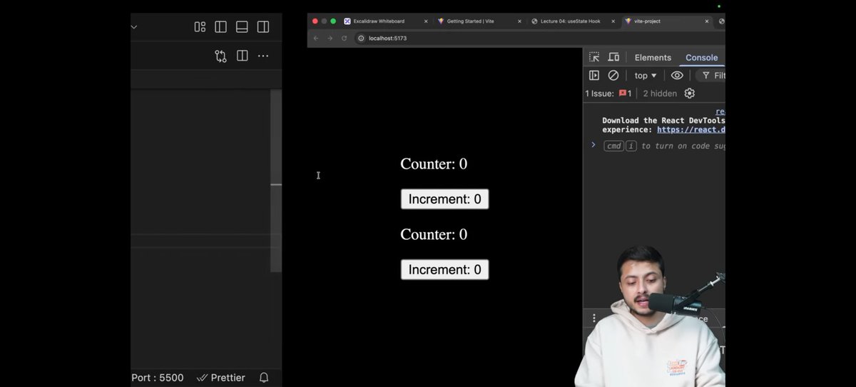 akg26266's tweet image. Day 41 Web Dev: Cracked useState deeply — why JS vars fail in React, how state updates work, re-renders, updater functions, patterns, and pitfalls.

Day 2 DSA C++: Operators, if–else, loops — sharpening the basics again.
#ReactJS #useState #CPP #DSA
@rohit_negi9