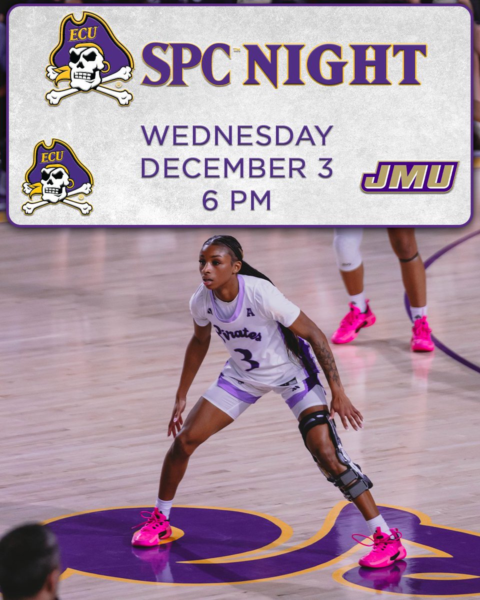 ECUSPC's tweet image. It’s SPC Night! Come out and support your Lady Pirates at 6 PM! 💜🏀