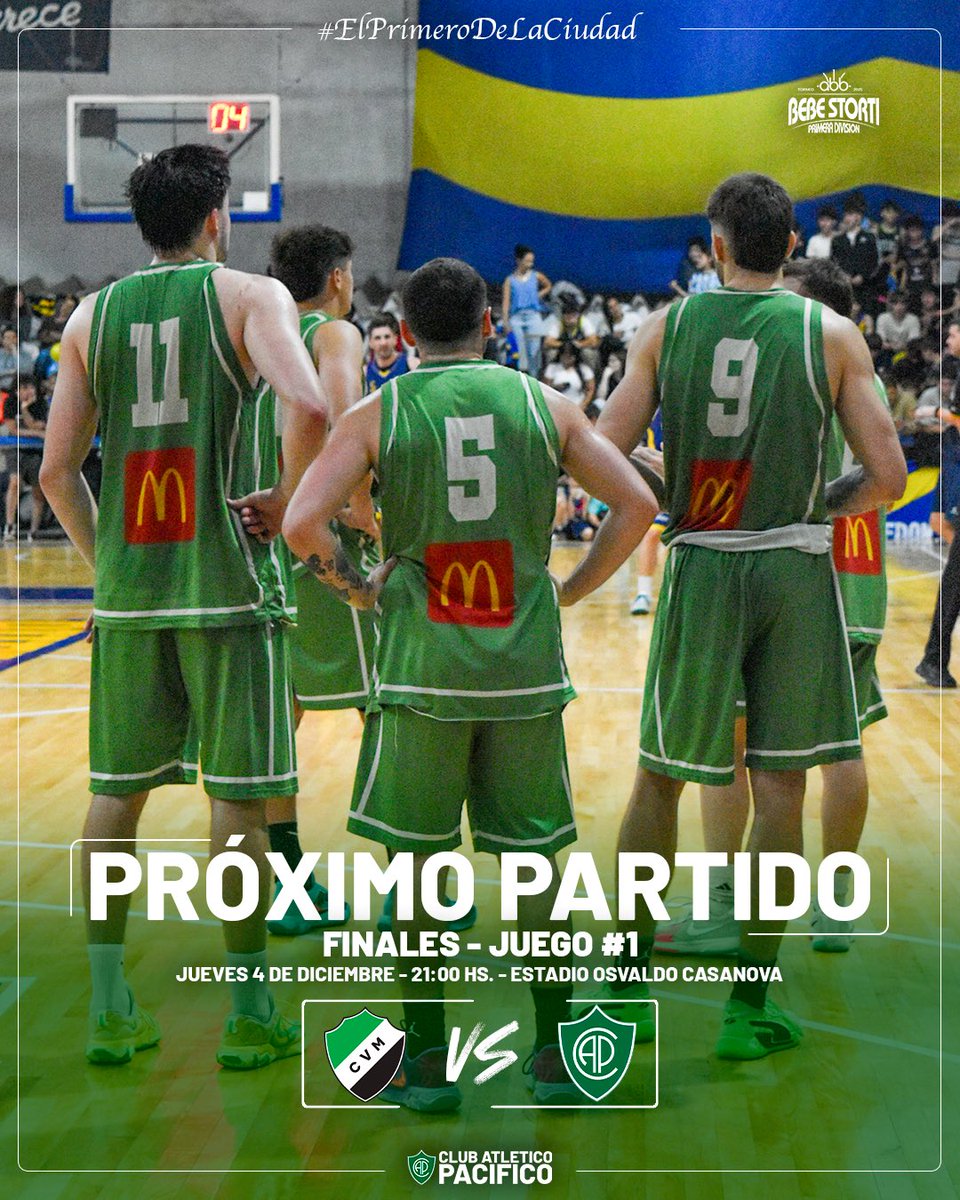 PacificoBasket's tweet photo. #Primera || Próximo partido🔜

¡Este jueves comienzan las finales del torneo clausura!

Nos enfrentamos a Villa Mitre en una serie al mejor de 5 partidos. Todos los partidos se jugarán en el estadio Osvaldo Casanova (Club Estudiantes). https://t.co/lJICsFVE0D