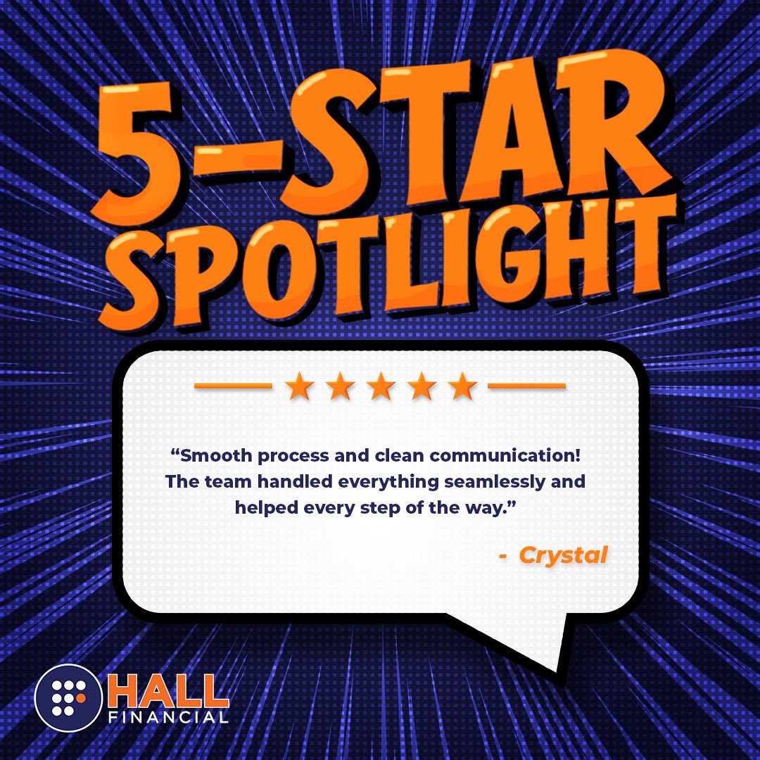 HallFinancial's tweet image. Thank you, Crystal, for trusting us with your home journey — we’re so glad it was a smooth, seamless experience. ⭐️⭐️⭐️⭐️⭐️
