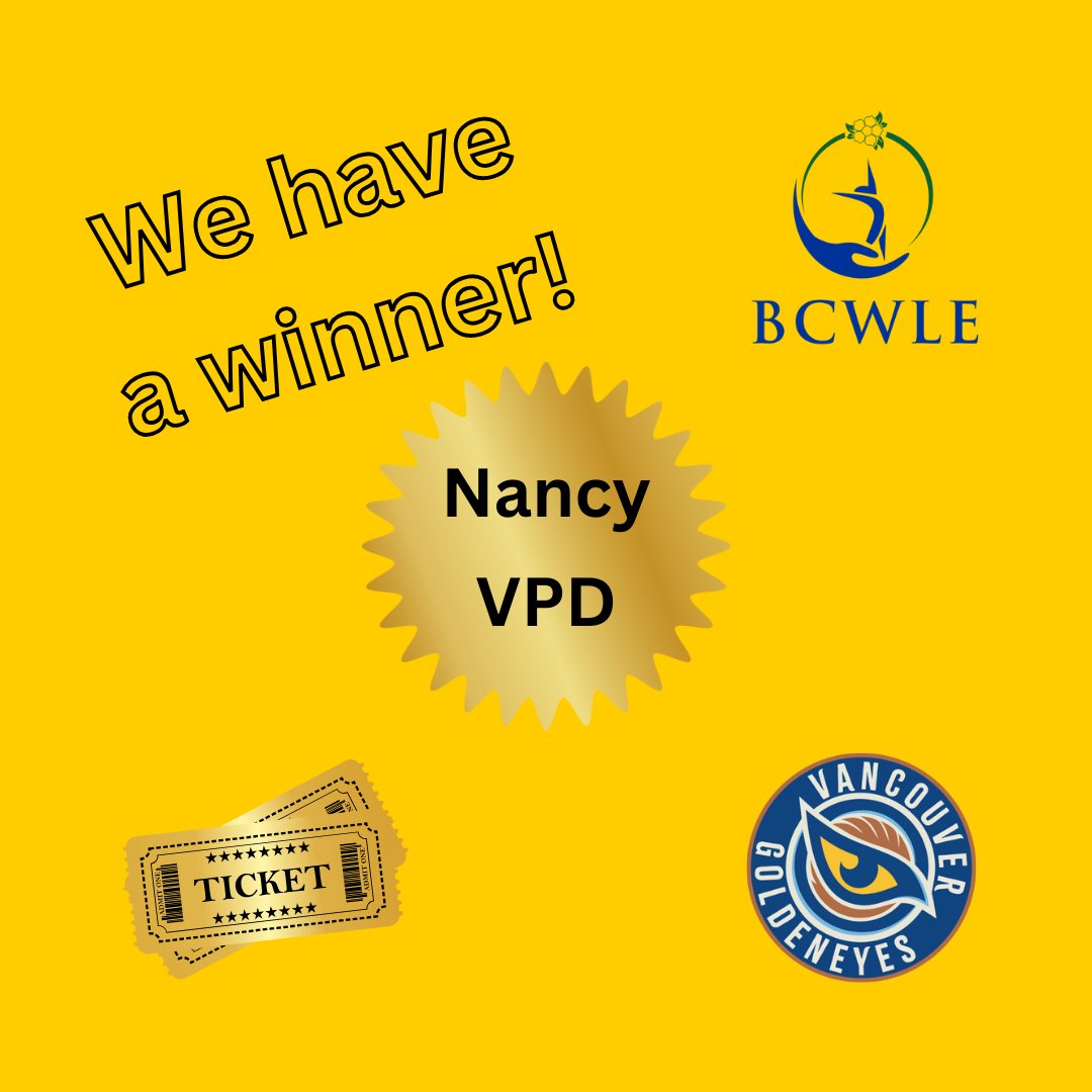 Congratulations to #BCWLE member Nancy, from <a href="/VancouverPD/">Vancouver Police</a> - winner of the draw for tickets to see the <a href="/PWHL__Vancouver/">Vancouver Goldeneyes</a>!

Thanks again to Sgt Sue Harvey (Retd) for donating the tickets.

#WomenLeading #StrongerTogether #VancouverGoldeneyes